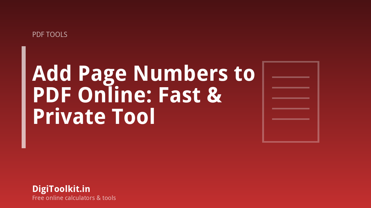 Add Page Numbers to PDF Online: Fast & Private Tool
