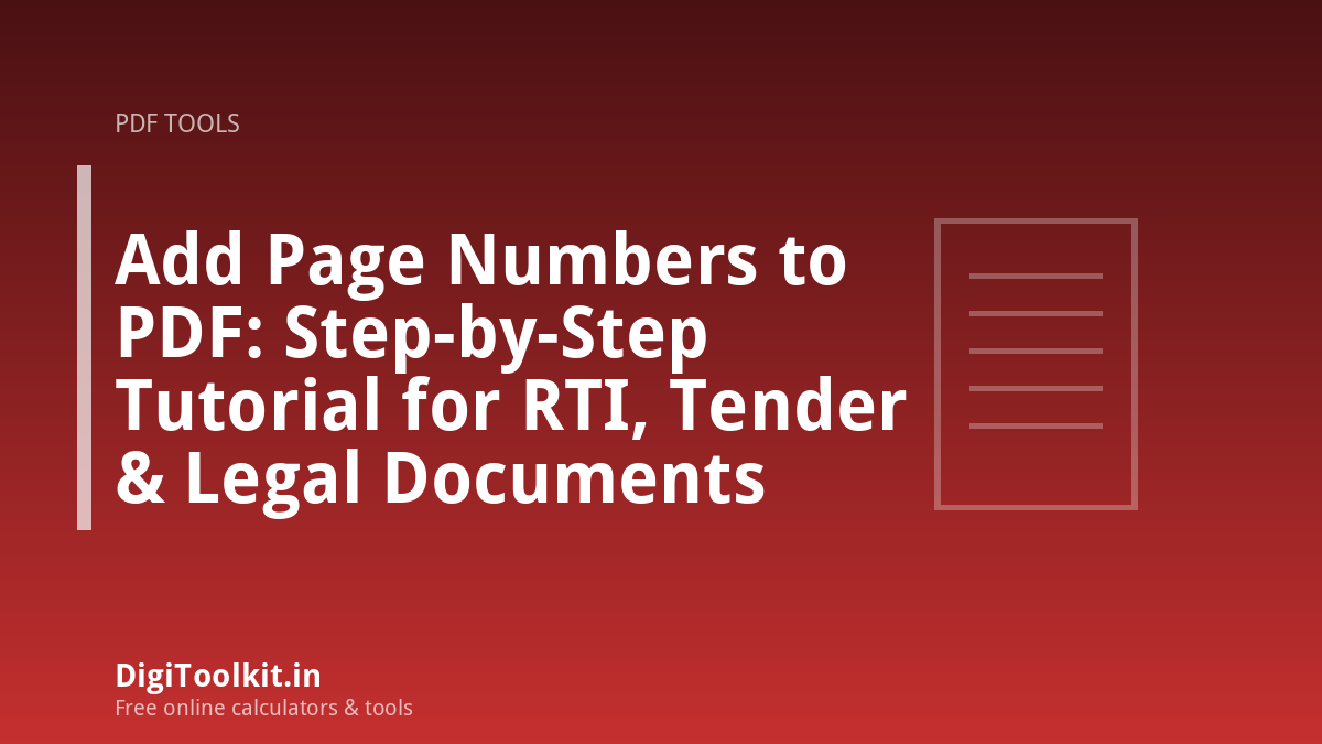 Add Page Numbers to PDF: Step-by-Step Tutorial for RTI, Tender & Legal Documents