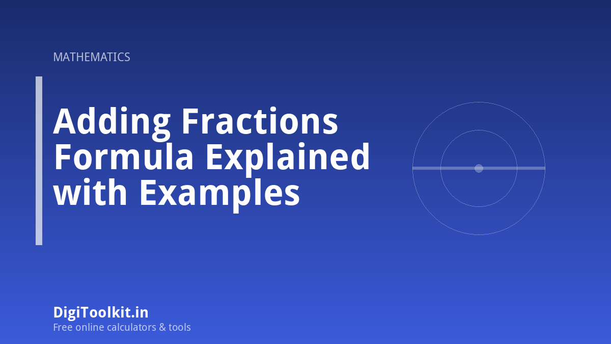 Illustration for Adding Fractions Formula Explained with Examples - DigiToolkit