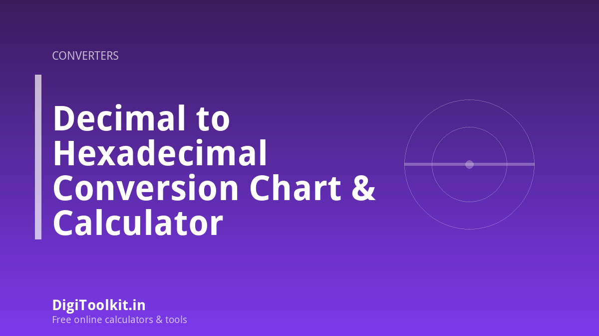 Illustration for Decimal to Hexadecimal Conversion Chart & Calculator - DigiToolkit