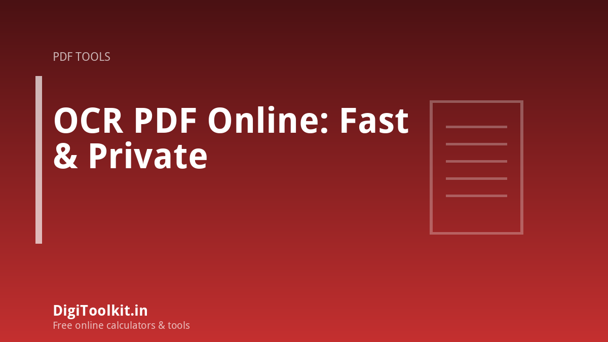 Illustration for OCR PDF Online: Fast & Private - DigiToolkit