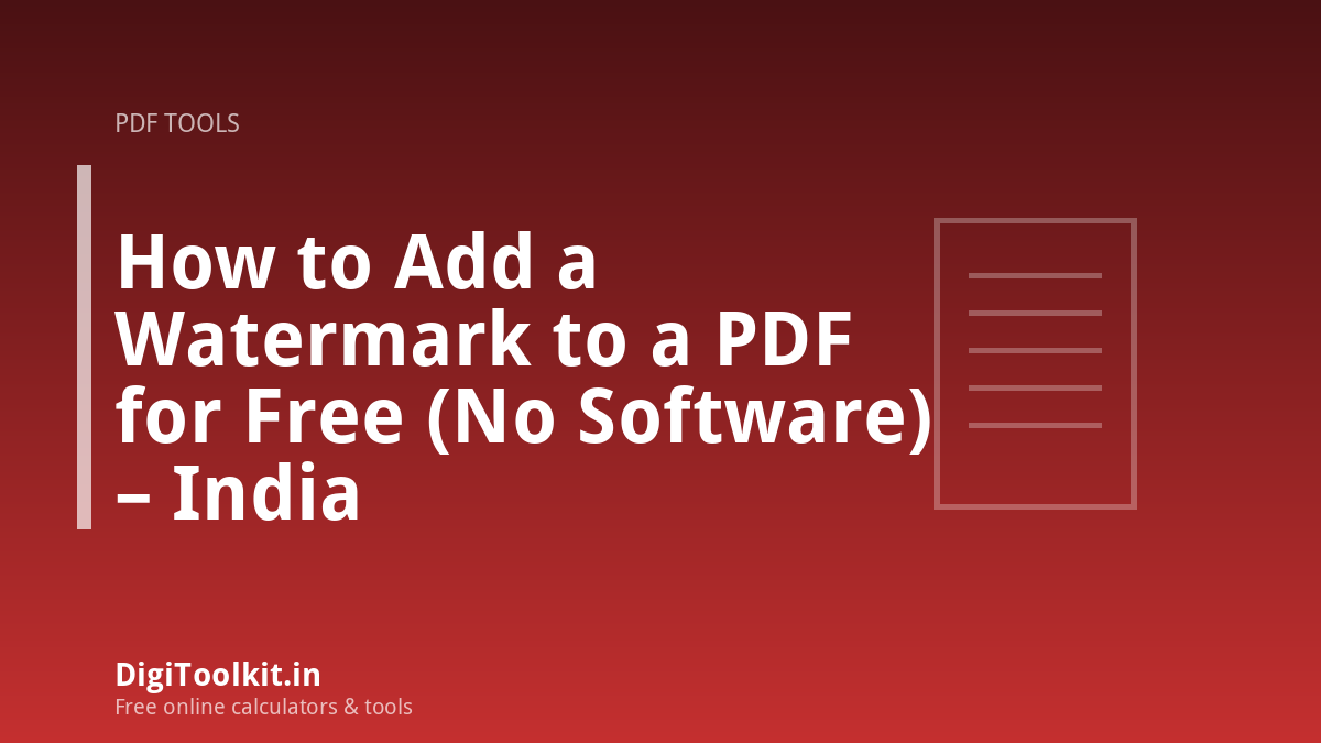 How to Add a Watermark to a PDF for Free (No Software) – India
