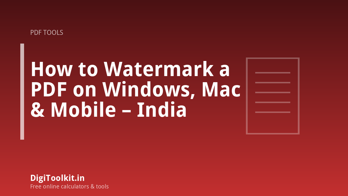 How to Watermark a PDF on Windows, Mac & Mobile – India