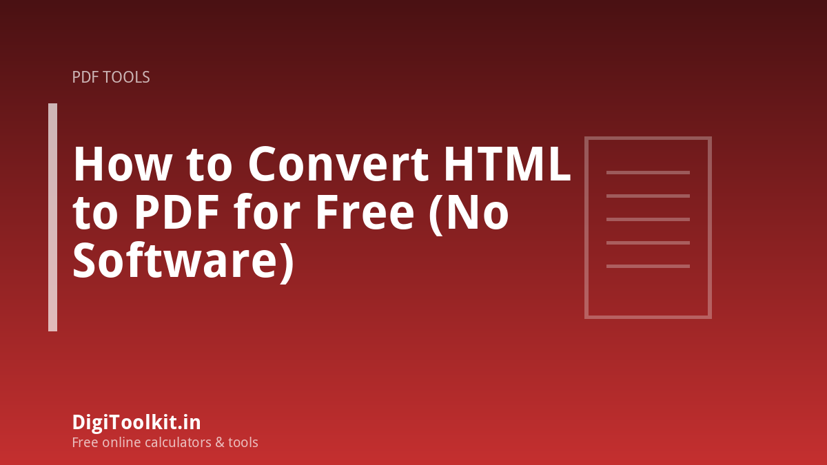 How to Convert HTML to PDF for Free (No Software)