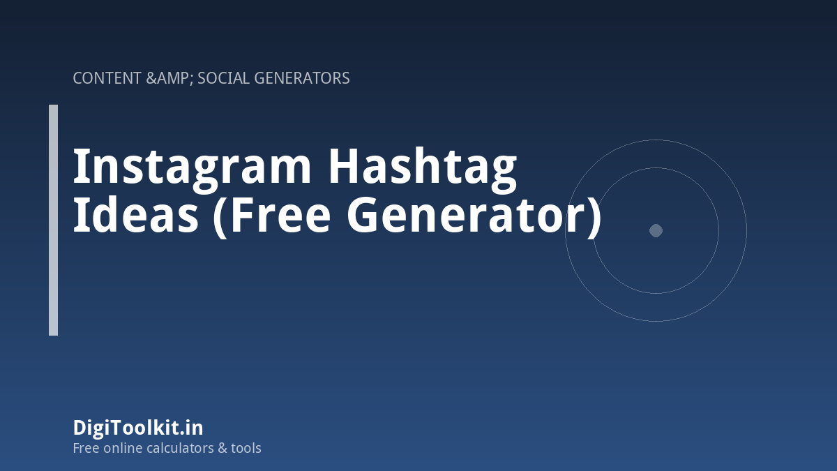 Illustration for Instagram Hashtag Ideas (Free Generator) - DigiToolkit